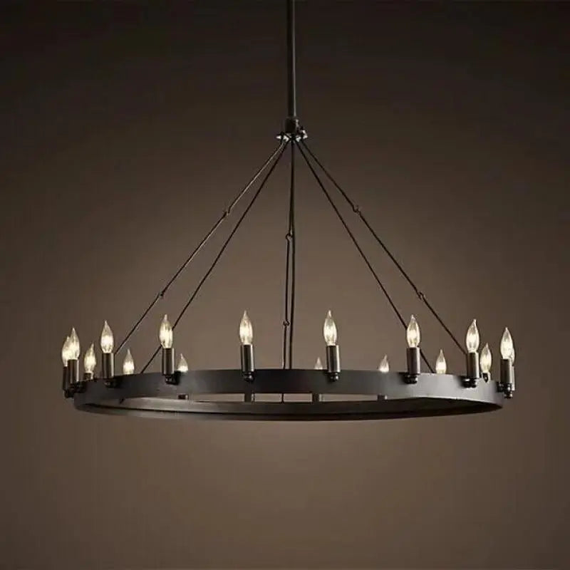 Lustre rond et Moderne américain rétro fer Vintage industriel Led