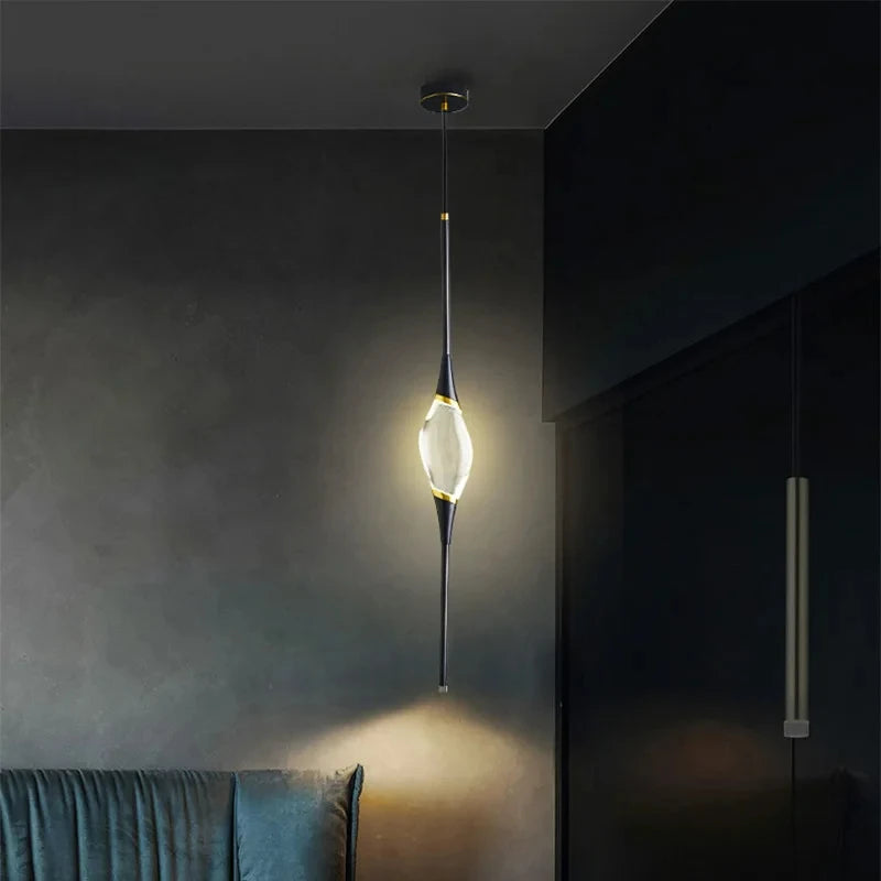 suspension moderne en laiton et cristal pour décoration intérieure design - vue 5 sur 10
