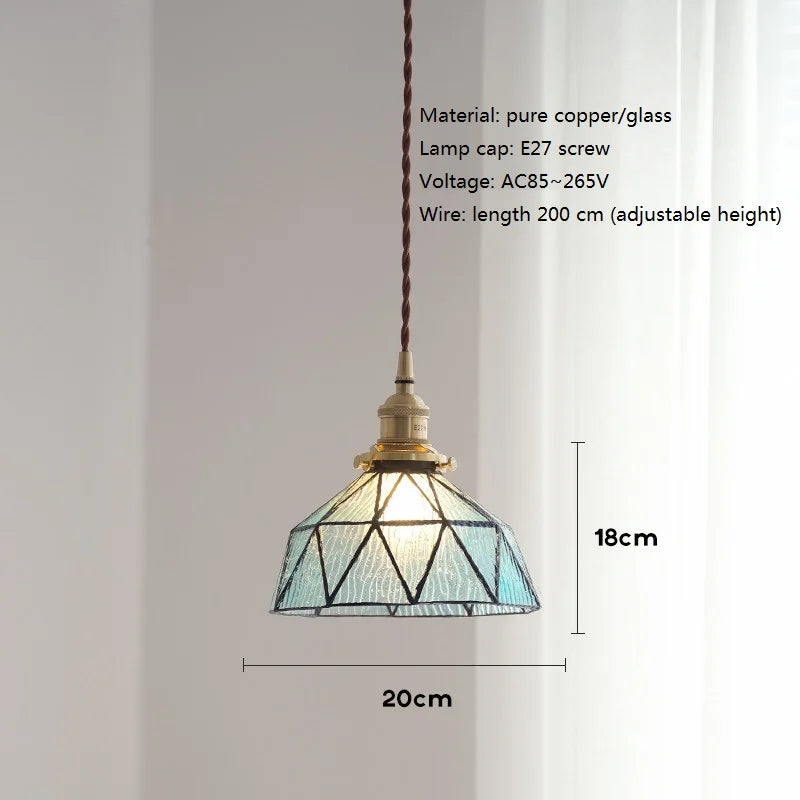 suspension design nordique vintage en laiton et verre - vue 3 sur 9