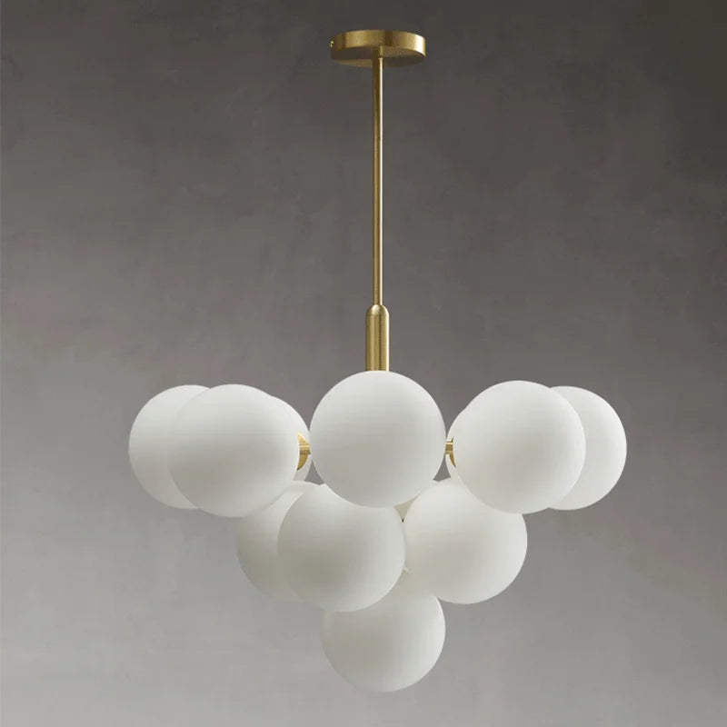 lustre nordique en cuivre design créatif en verre à LED