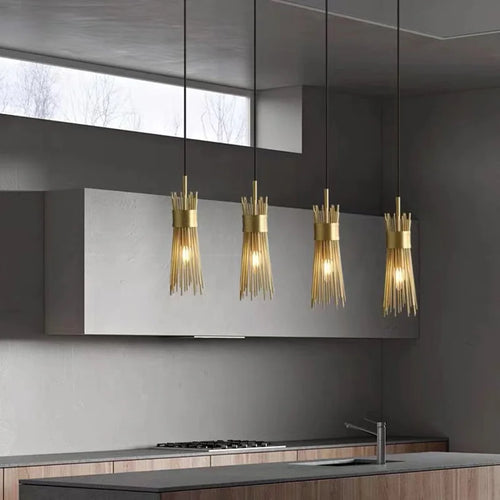 lustre en cuivre plein led créatif suspendu pour décoration maison - vue 4 sur 16