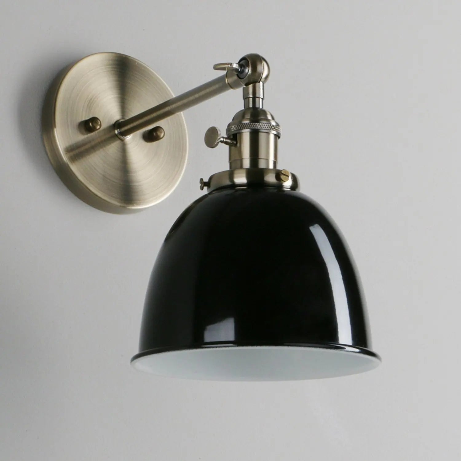 Iron wall lamp, Edison antique wall lamp, semi-circular corridor, staircase, living room, bedroom LED light, black and white - vue 4 sur 7