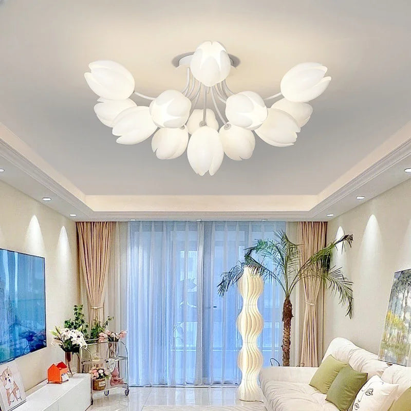 lustre moderne à led en fleurs de lys pour intérieur décoratif