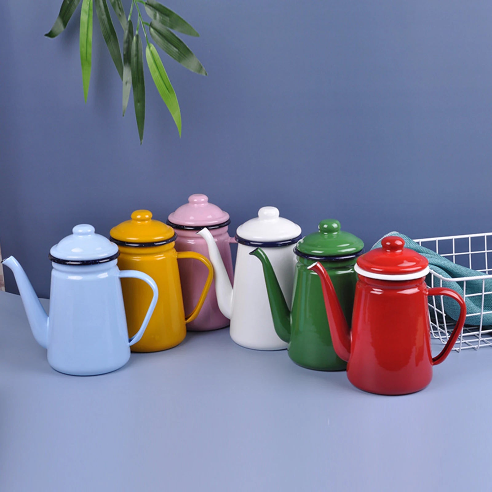 Cafetière émaillée vintage 1 1l poignée style rétro