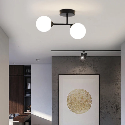 led plafonnier décor intérieur chambre salon couloir boule nordique - vue 3 sur 8
