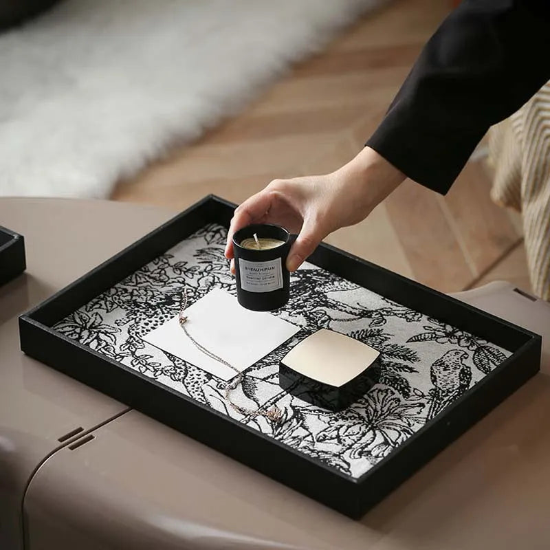 plateau décoratif rétro en cuir pour rangement et présentation - vue 3 sur 8