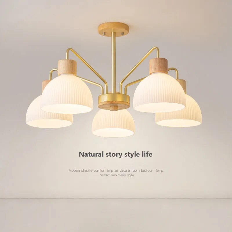 Lustre nordique en bois de style japonais - vue 5 sur 8
