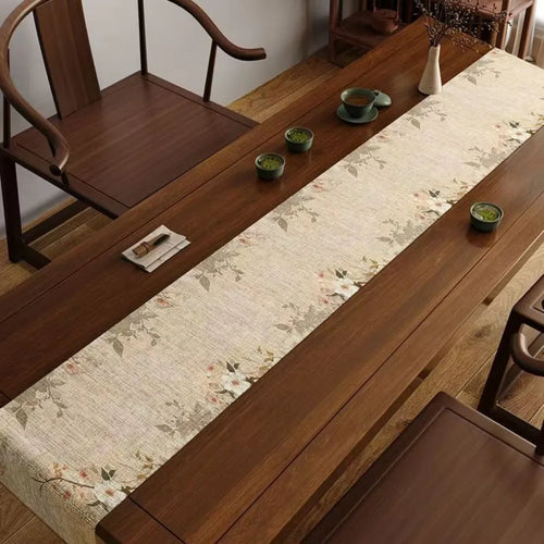 Nappe style chinois motif oiseaux et bambou encre - vue 3 sur 4