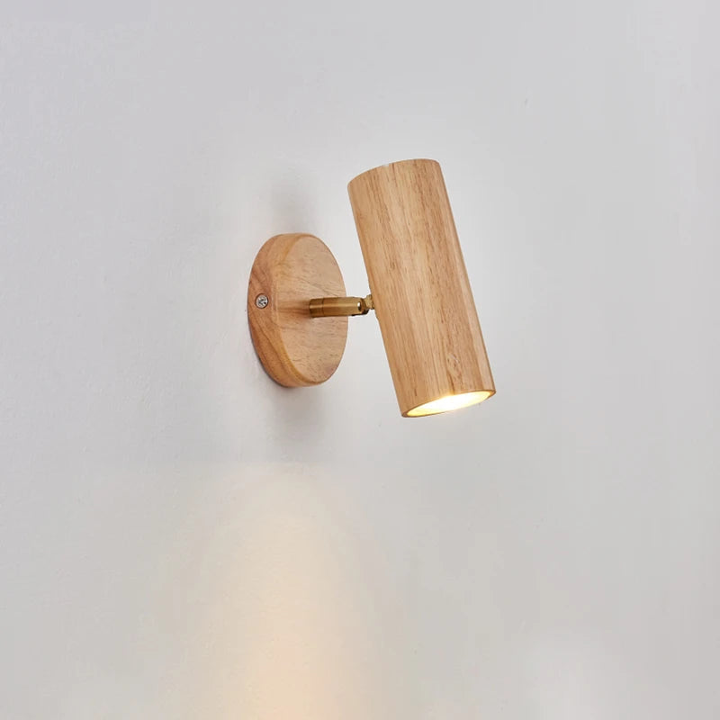 applique murale en bois style nordique led rotatif - vue 4 sur 9