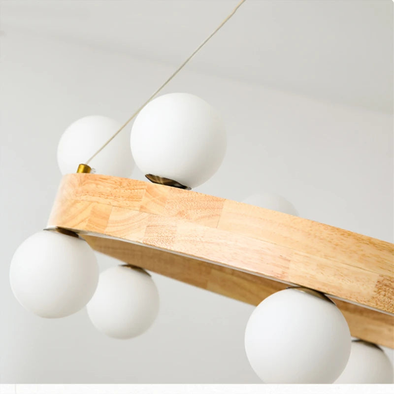 Lustre design Nordic rond en bois anneau