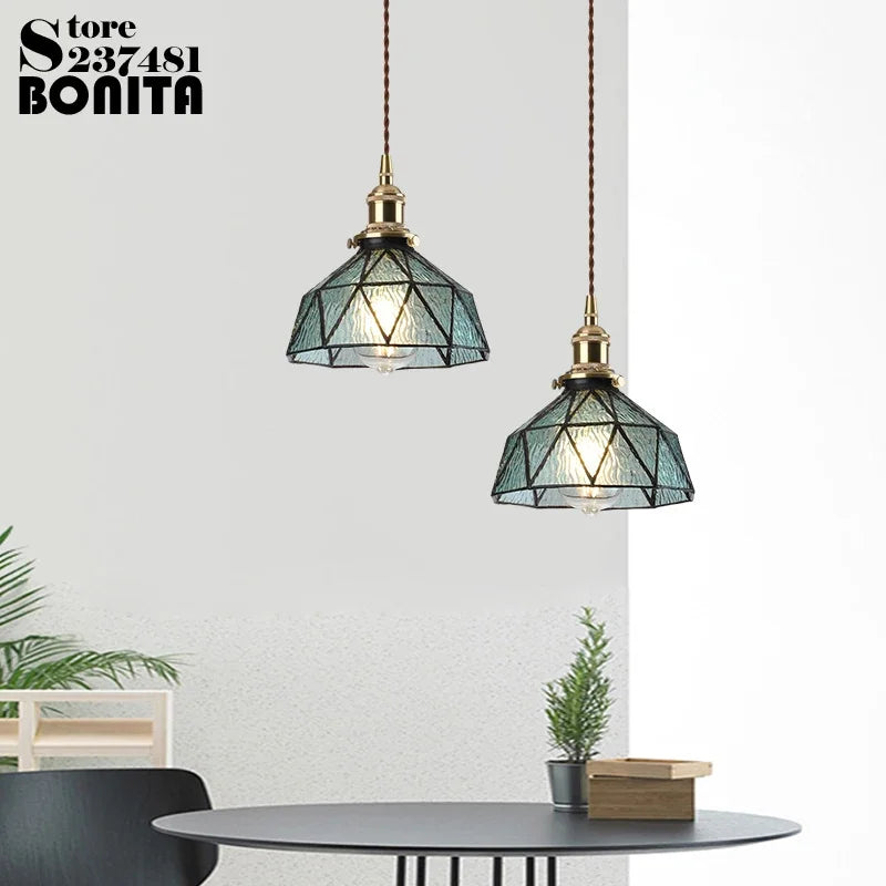 suspension en verre pur avec design ondulé en cuivre - vue 6 sur 9