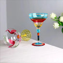 Verre cocktail margarita peint flamant motif rayures