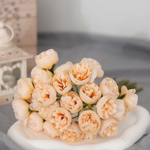 bouquet de 27 roses et pivoines artificielles en soie décoratif - vue 13 sur 12