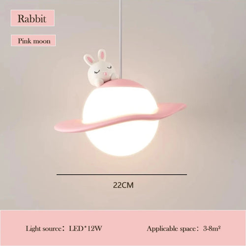lustre mignon en forme de lapin ours et lune pour chambre d'enfant - vue 9 sur 8