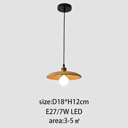 lustre moderne minimaliste en bois massif suspendu - vue 10 sur 9