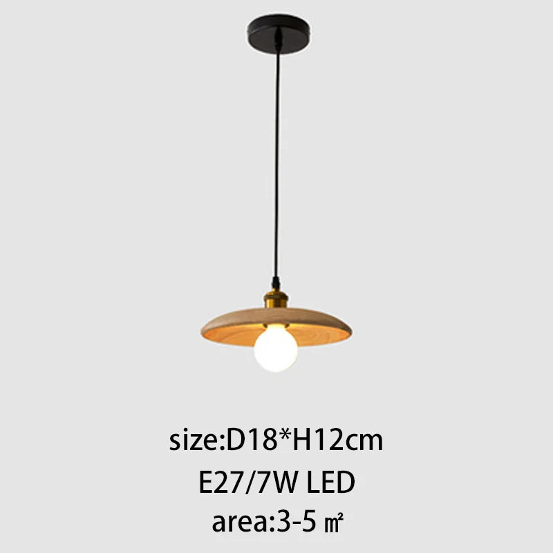lustre moderne minimaliste en bois massif suspendu - vue 9 sur 9