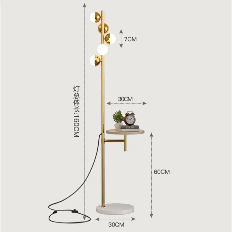 lampe de sol et table en bois avec chargement sans fil - vue 7 sur 8