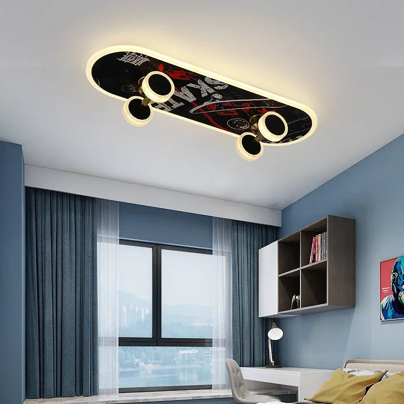 plafonnier créatif en forme de skateboard design moderne pour enfants
