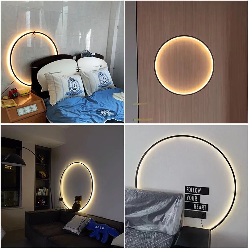 applique murale led lumières intérieur cercle fond décoration