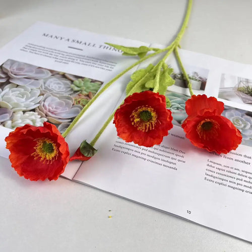fleurs de pavot artificielles en soie pour décoration et événements - vue 8 sur 21
