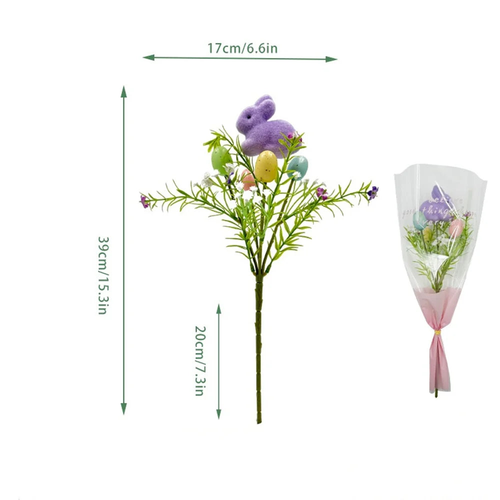 décoration florale artificielle de pâques avec lapins et œufs - vue 13 sur 16