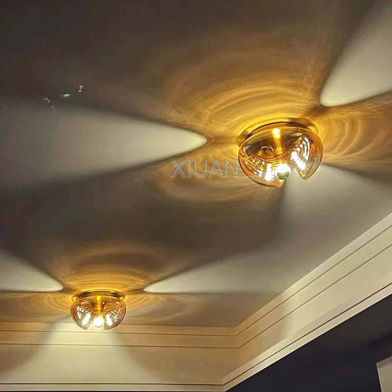 plafonnier bauhaus en verre avec ondulation led moderne