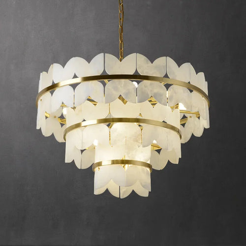 suspension en marbre naturel et cuivre design créatif minimaliste - vue 5 sur 9