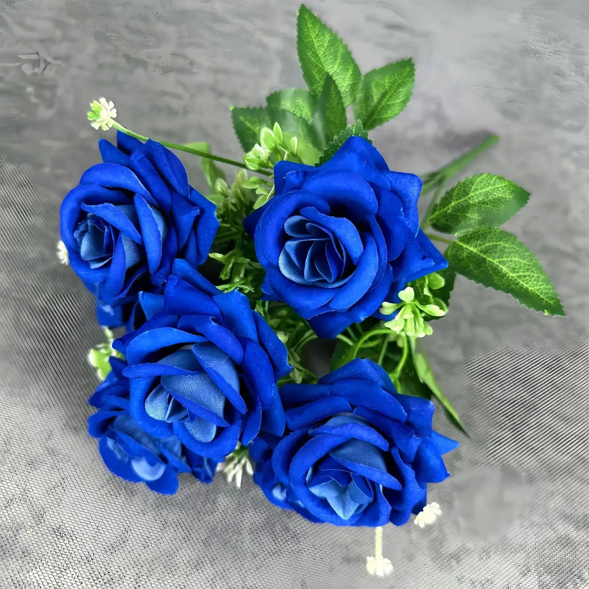 décoration mariage bouquet de roses artificielles en soie 7 têtes - vue 13 sur 14