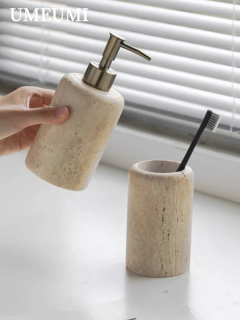 porte-brosse à dents en travertin luxe pour salle de bain - vue 9 sur 15