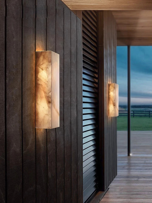 applique murale led dimmable design marbre naturel étanche pour intérieur extérieur - vue 2 sur 9