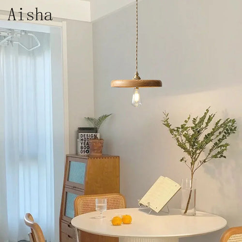 suspension vintage en bois massif pour un éclairage chaleureux intérieur - vue 6 sur 8
