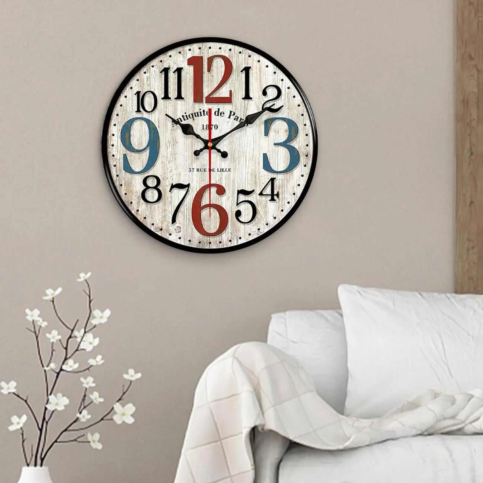 horloge murale en bois style européen silencieuse pour bureau et école - vue 10 sur 11