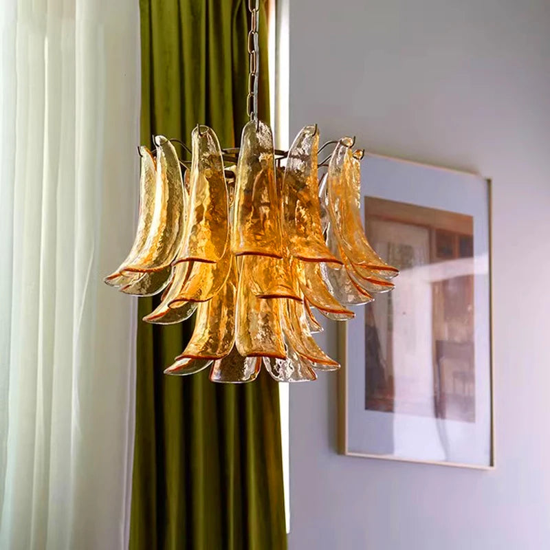 AiPaiTe lustre en verre LED scandinave pour salon salle à manger chambre lustre en verre ambre vintage américain