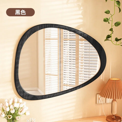 miroir mural en bois du milieu du siècle tendance réfléchissant HD - vue 9 sur 10