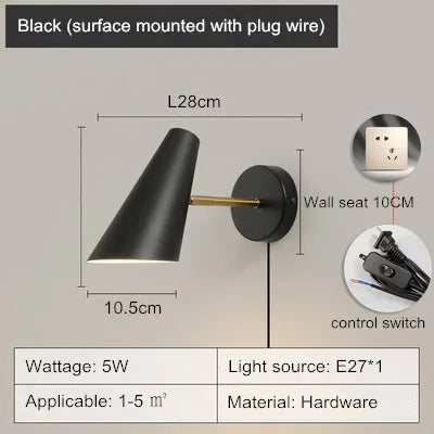 lampe de chevet nordique moderne avec interrupteur créatif et mobile - vue 7 sur 8