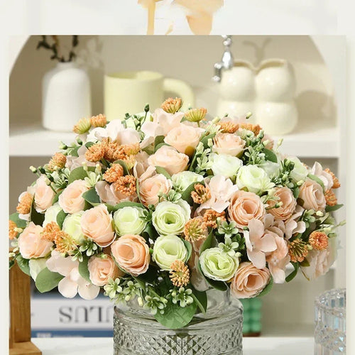 bouquet d'hortensias artificiels en soie pour décoration élégante - vue 6 sur 12