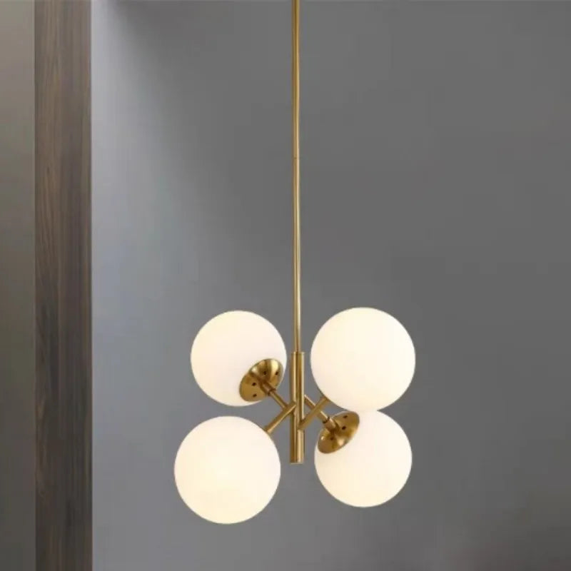 lustre en verre laiteux style nordique pour décoration intérieure - vue 6 sur 10