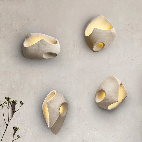 applique murale led design nordique wabi sabi en ciment - vue 2 sur 14