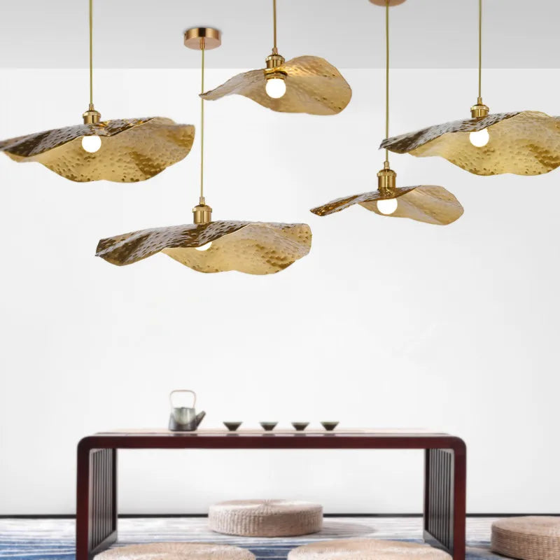 lustre simple en cuivre créatif en forme de lotus
