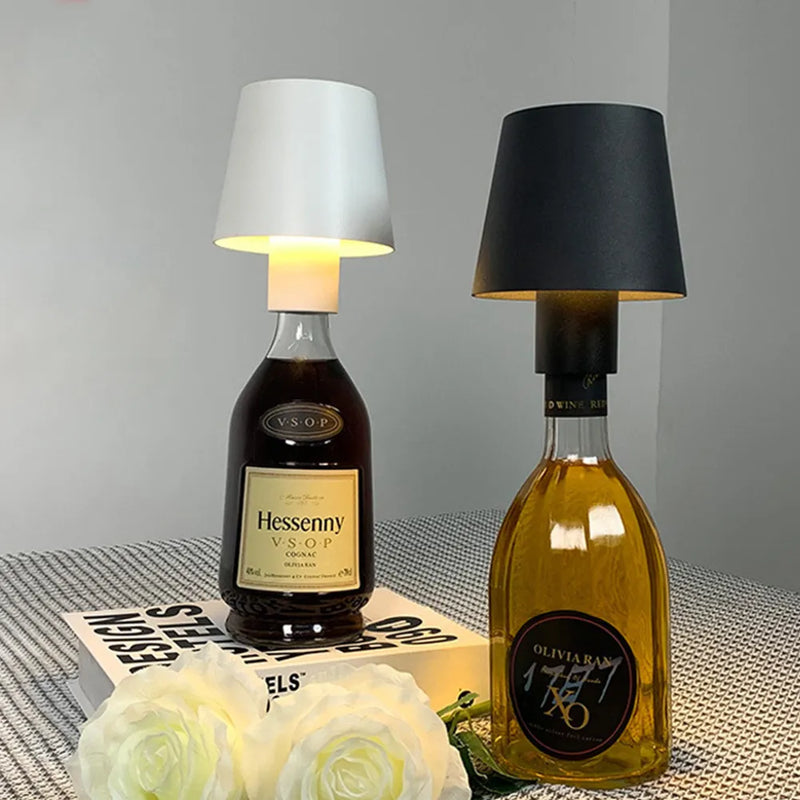 Lampe bouteille vin table charge portable