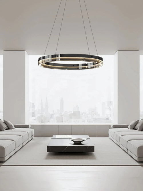 suspension circulaire en verre design moderne et minimaliste - vue 4 sur 11
