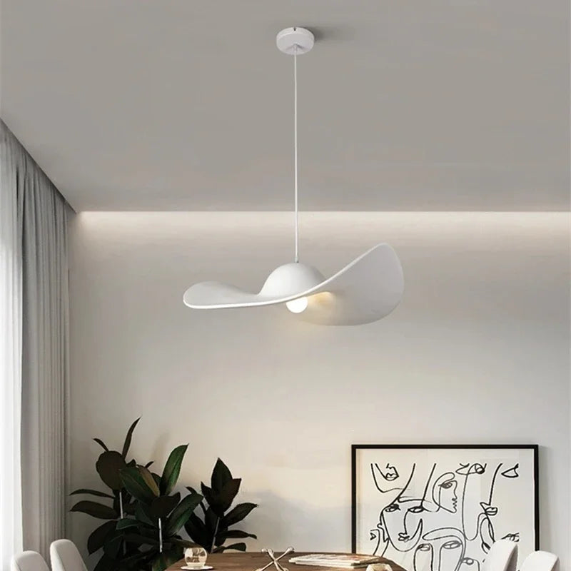 Italian Style LED Pendant Lamp For Kitchen Living Room Attic Bedroom Homestay Resin Straw Hat E27 Chandelier Home Improvement
