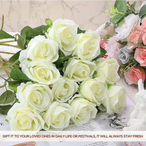 lot de 50 roses artificielles en soie pour décoration et événements festifs - vue 8 sur 24