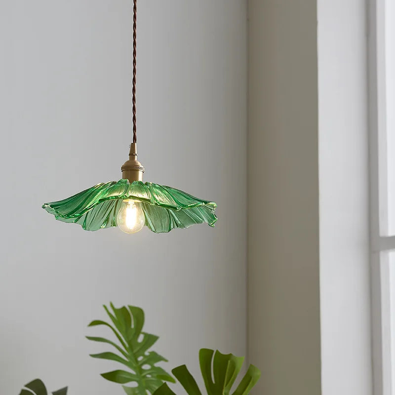 Suspension Vintage en verre de fleur - vue 7 sur 10