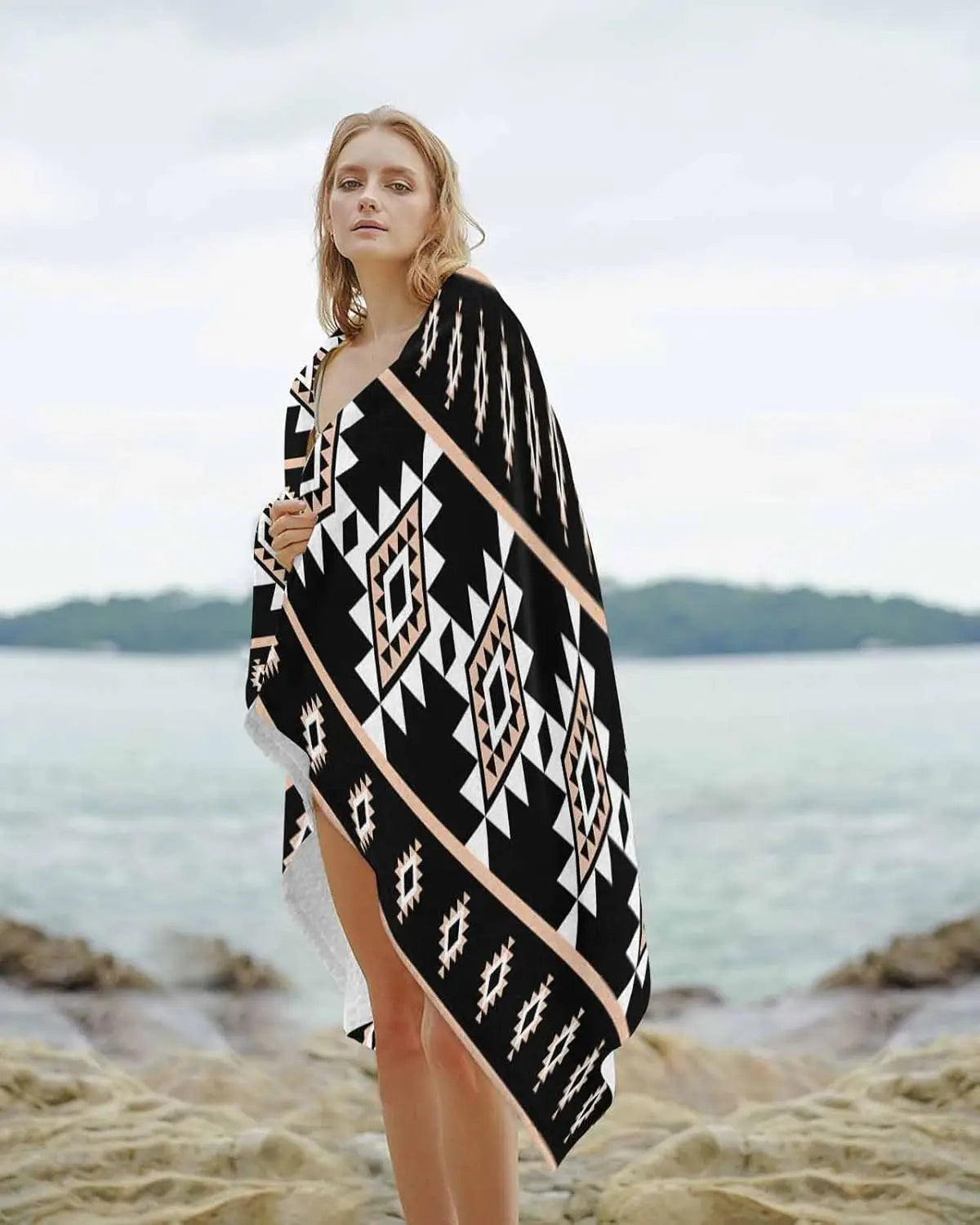 serviette de plage motif aztèque douce absorbante polyester