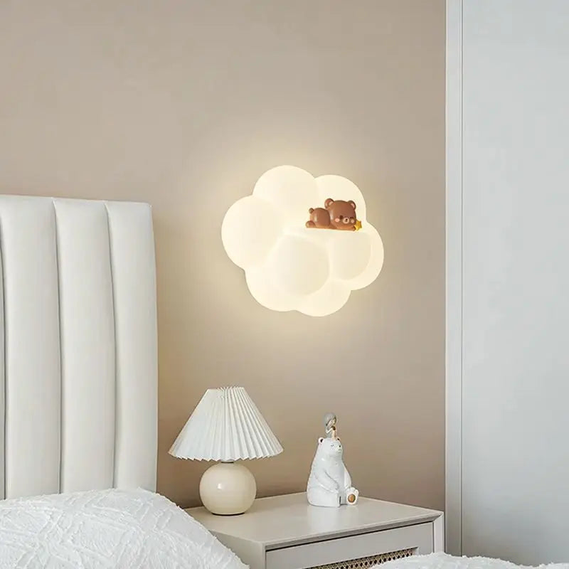 applique murale nuage ours chat singe pour enfants bébé - vue 3 sur 9