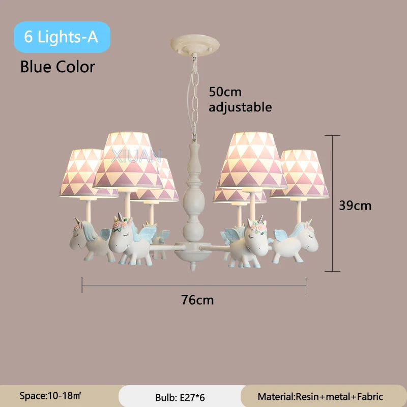 lustre licorne dessin animé pour chambre d'enfant suspendu - vue 11 sur 24