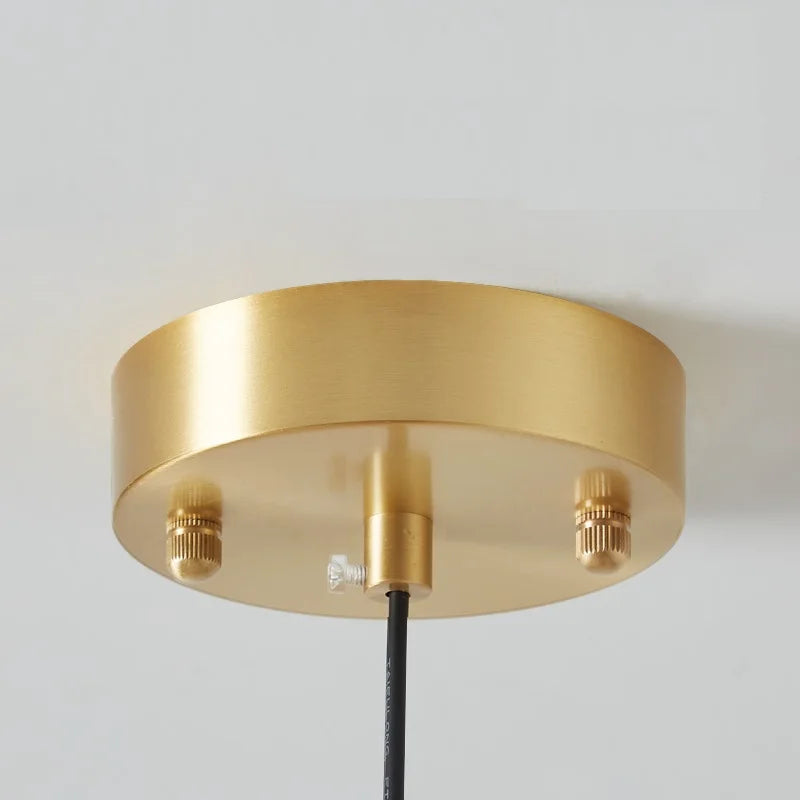 Suspension bauhaus LED en verre et métal doré