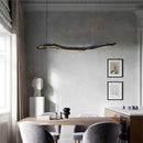 Personnalité nordique LED bandes lumineuses noir Restaurant Wabi-sabi lustre bureau chambre café salle d'exposition lampes suspendues