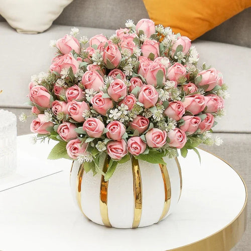 décoration florale en soie roses artificielles pour intérieur et extérieur - vue 3 sur 14